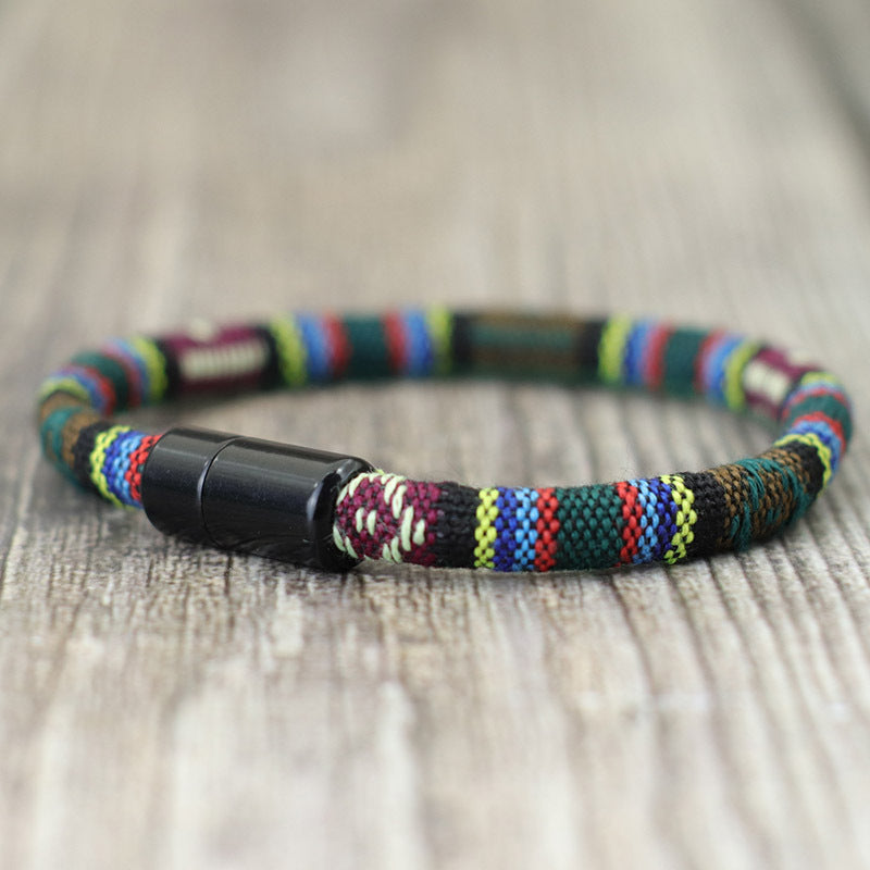 Men's Braided Leather Bracelet Bangle - Gift For Son