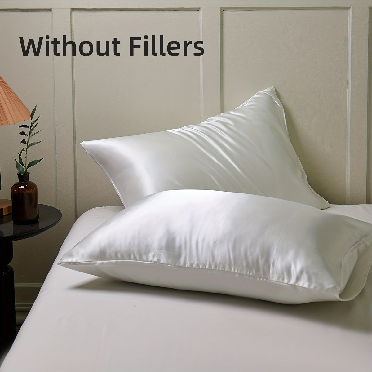 2 Pcs Solid Satin Pillowcases Envelope Closure All Seasons