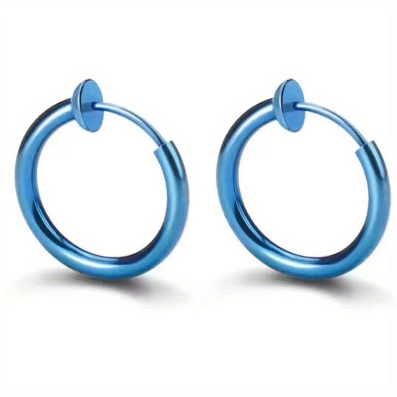 2pcs Stainless Steel Spring Ear Clips Hip Hop Ear Buckle Jewelry