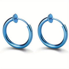 2pcs Stainless Steel Spring Ear Clips Hip Hop Ear Buckle Jewelry