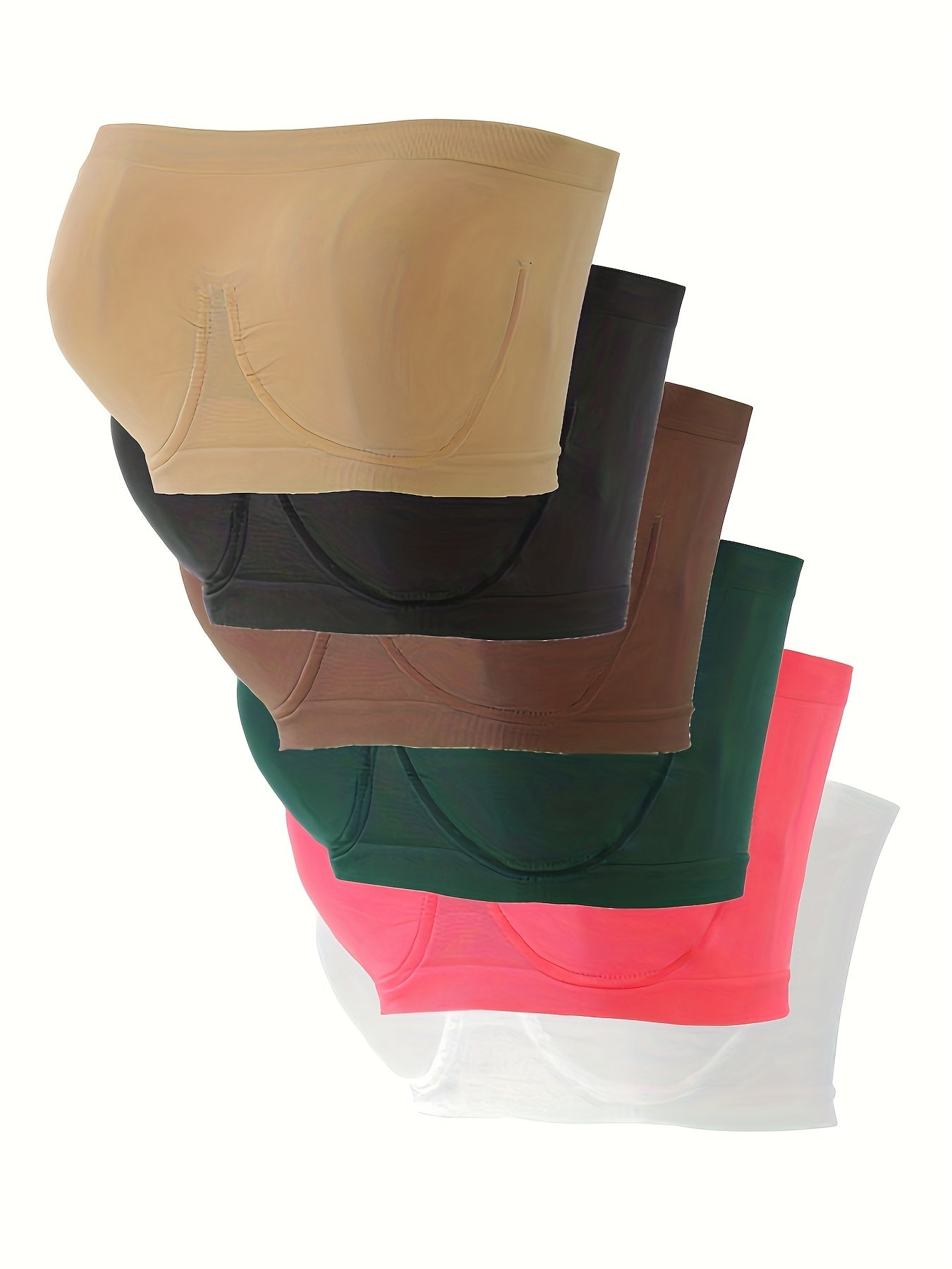 6pcs Strapless Bandeau Bras Soft Stretch Everyday Lingerie Underwear