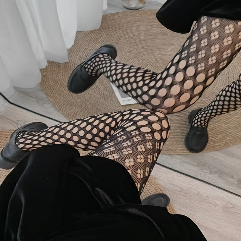 High Waist Jacquard Tights Footed Pantyhose Women's Stockings
