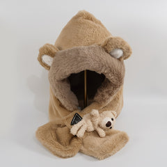 2pcs Winter Cashmere Scarf Hat with Animal Ears for Girls