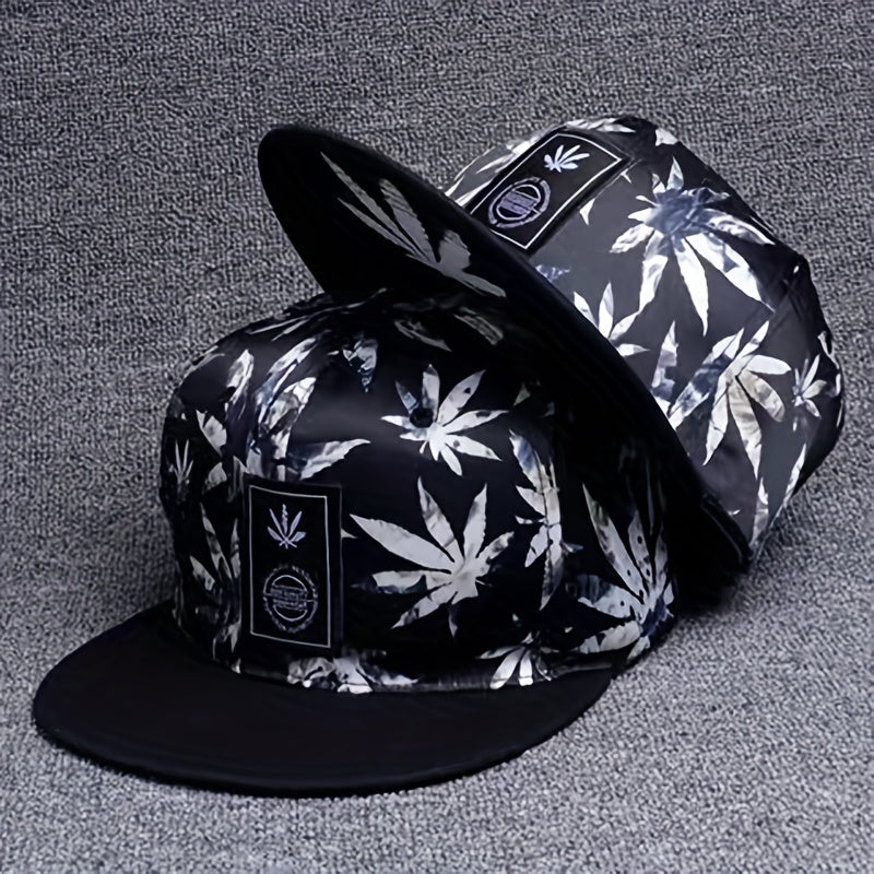 Leaf Print Hip Hop Snapback Hat Unisex Baseball Cap Lightweight