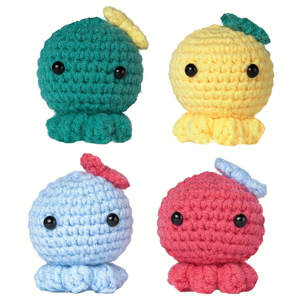1pc Crochet Material Bag Doll DIY Eight Claw Fish Wool English Instruction Book
