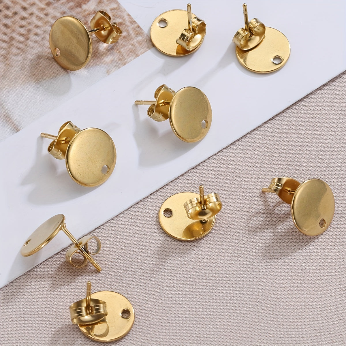 10pcs Stainless Steel Love Heart Drop Earring Studs DIY Earrings Base