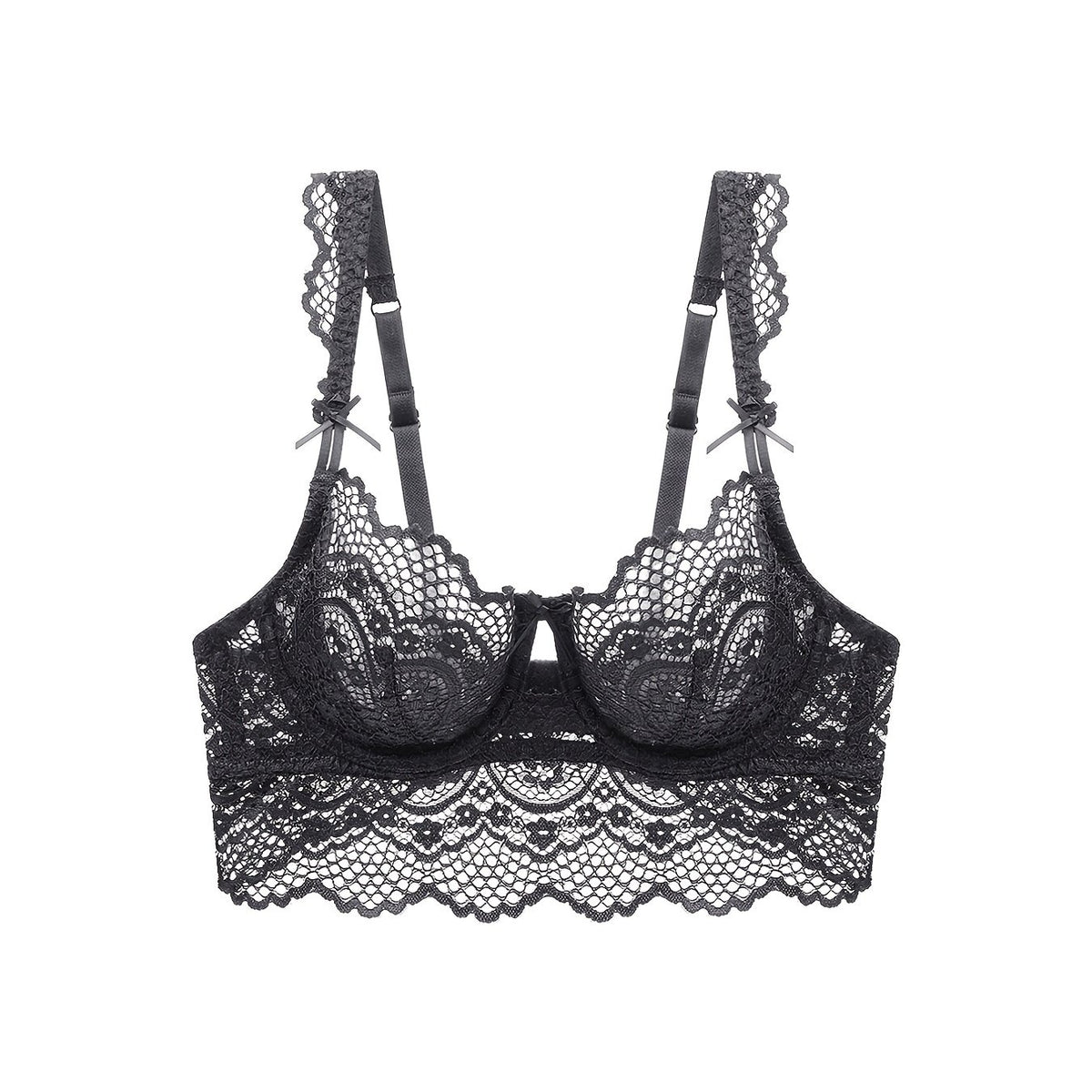 Soft Lace Mesh Everyday Bras Comfortable & Bow Thin Cup Intimates Bra