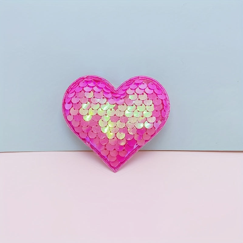 Sequins Heart Shaped Cloth Stickers for Baby Girls