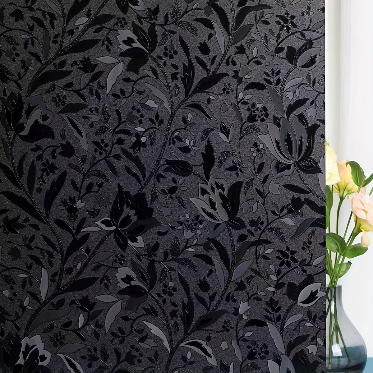 1pc Total Blackout Window Film Static Cling Opaque Privacy Frosted Glass Film