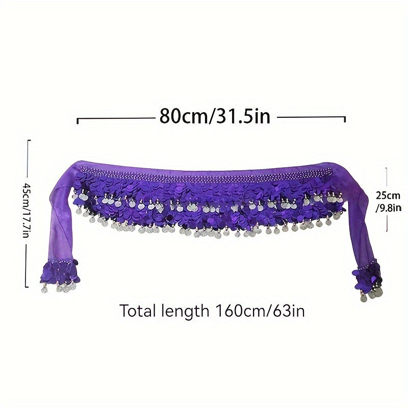 Sparkling Coins Belly Dance Hip Scarf Wrap Costume for Women