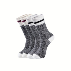2 Pairs Striped Crew Socks Comfy & Warm Mid Tube Socks Women's Stockings