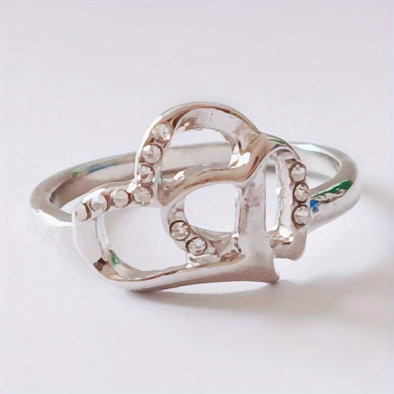 Heart Hollow Proposal Diamond Ring Men Women Couple Jewelry Gift