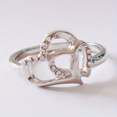 Heart Hollow Proposal Diamond Ring Men Women Couple Jewelry Gift