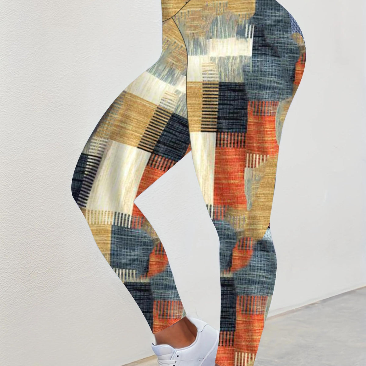  Colorblock Geometric Print Leggings