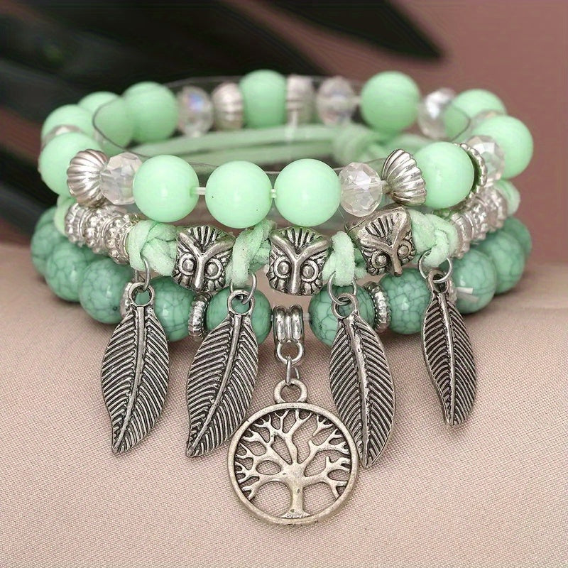 Bohemian Style Owl Beaded Bracelet For Party