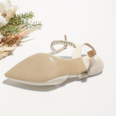Women's Slingback Pearl Ankle Strap High Heels