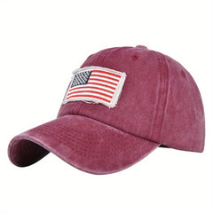 Vintage Washed Distressed Cotton Dad Hat Flag Patch Baseball Cap