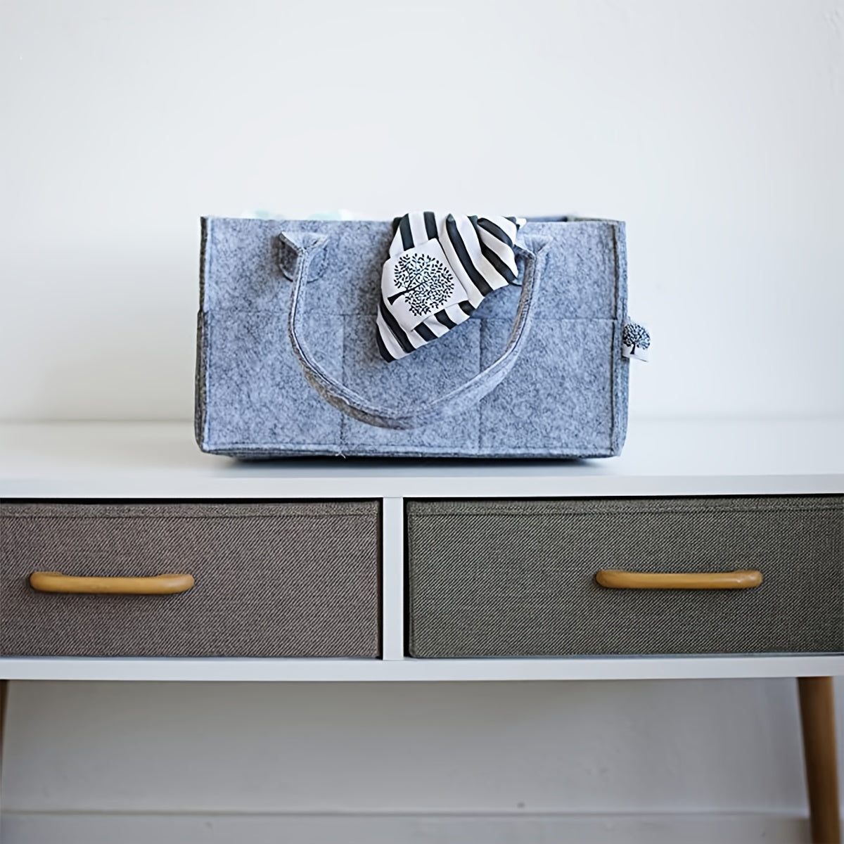 Gray Nursery Storage Box for Baby's Diapers, Nursery, Car
