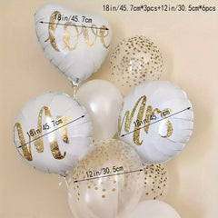 9pcs Wedding Aluminum Film Balloons Love Anniversary Decor Props
