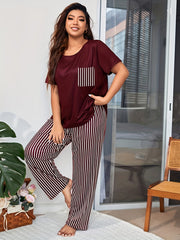  Striped Tee & Pants Loungewear Set
