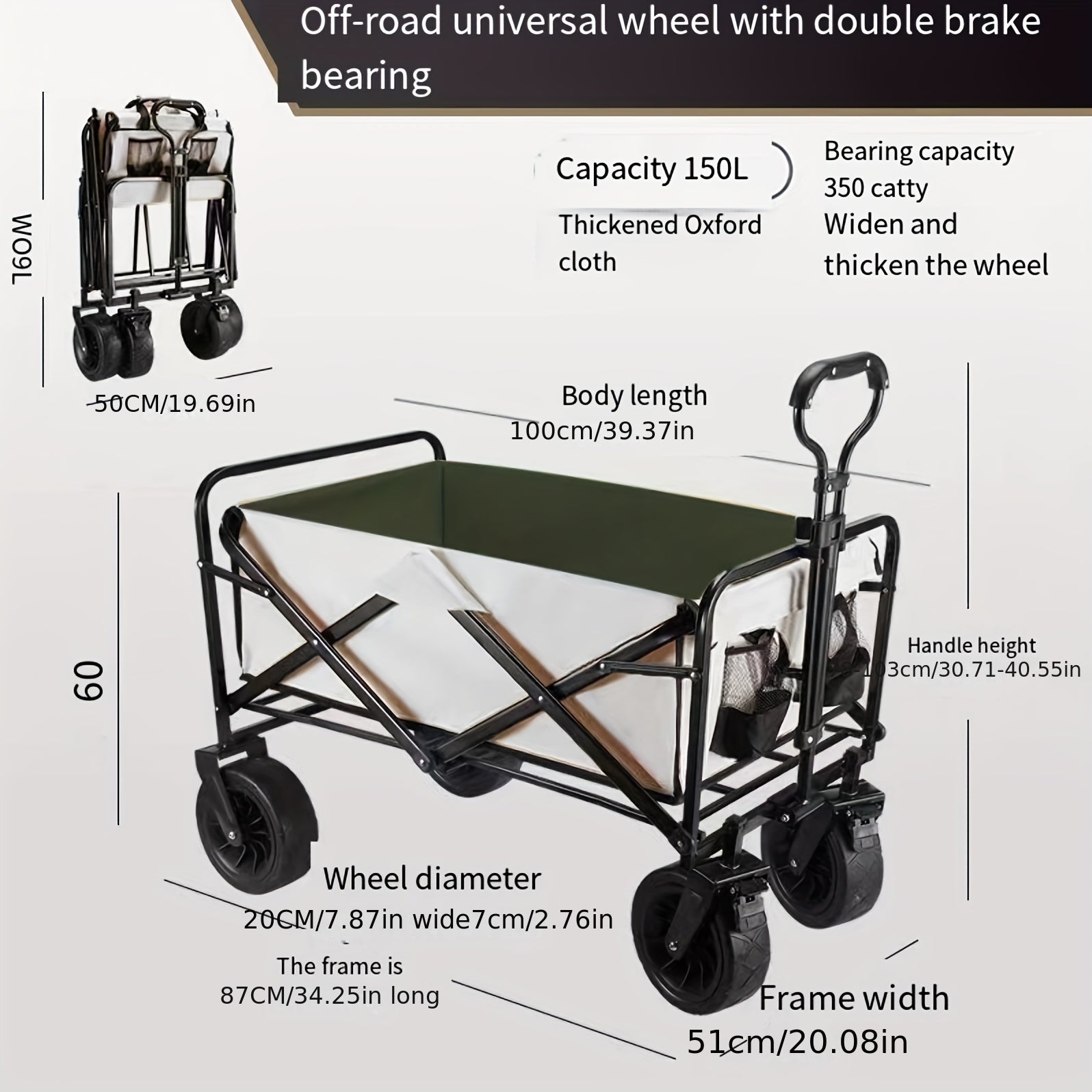 Foldable Camping Utility Wagon for Outdoor Picnic Travel