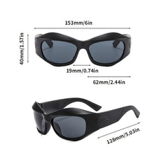 Y2K Wrap Around Sunglasses Thick Frame Sun Shades Unisex Sunscreen Glasses