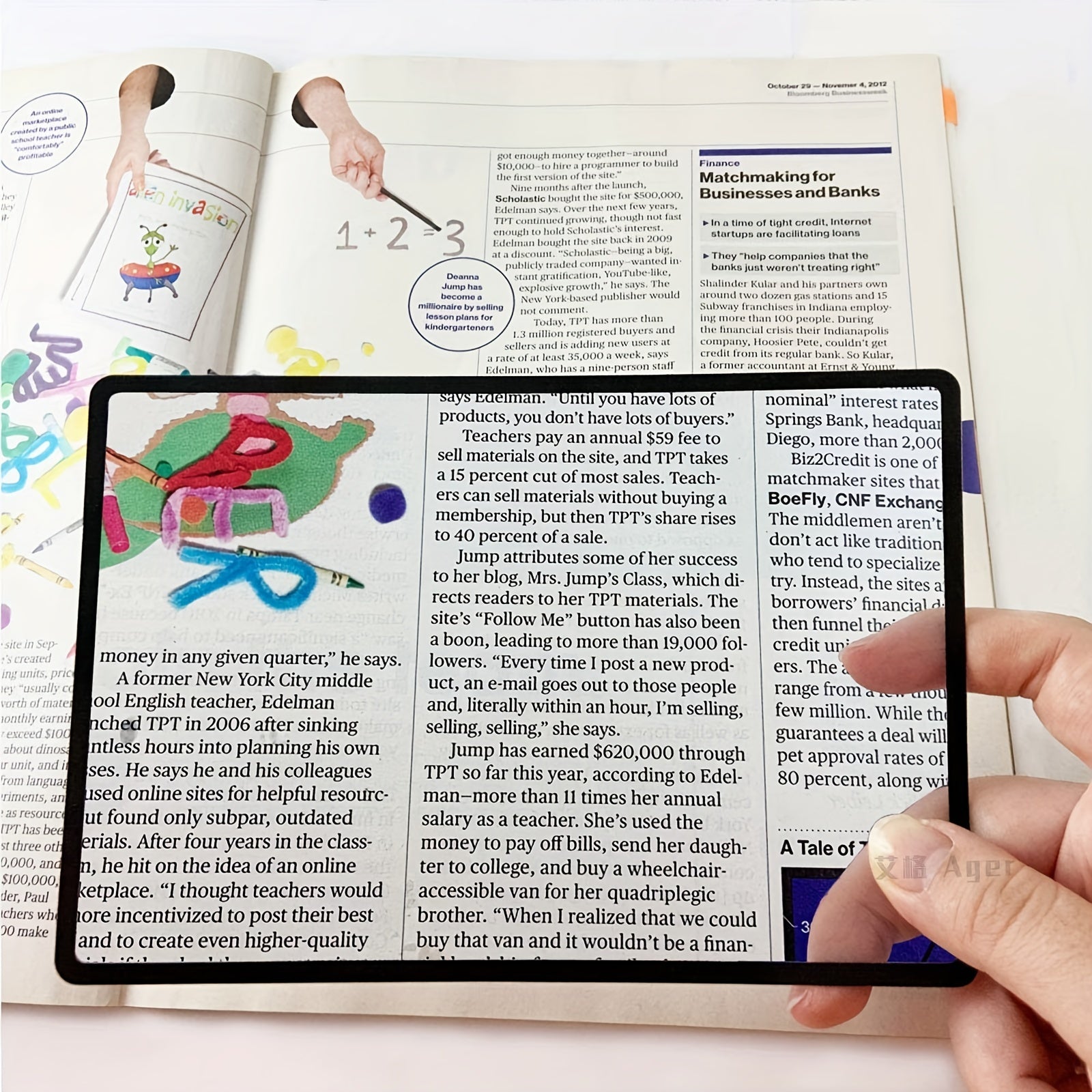 A4 Full Page Magnifier 3X 300 Page Reading Aid For Elderly