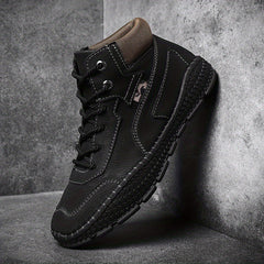 Men's Casual Stitch Solid Low Top Lace-up Boots