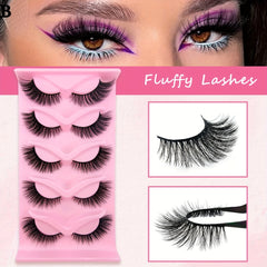 5 Pairs Cat Eye Lashes Natural Imitated Faux Mink False Eyelashes