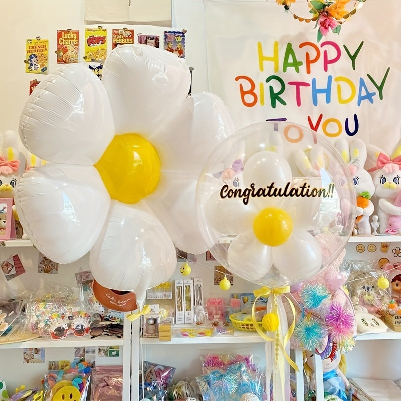 5pcs Small Daisy Aluminum Film Balloons - Party Decorations