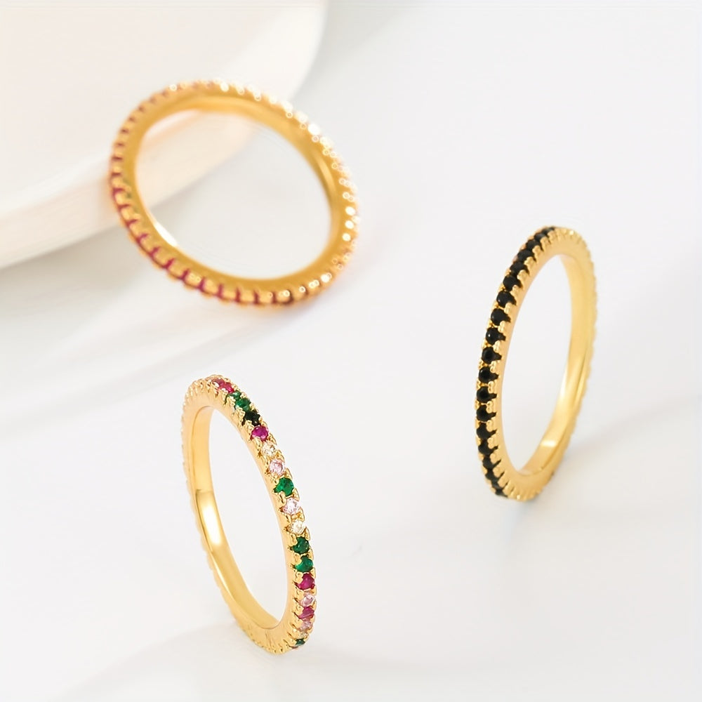 14k Plated Ring with Rhinestone Round Inlay, Perfect Gift for Friends