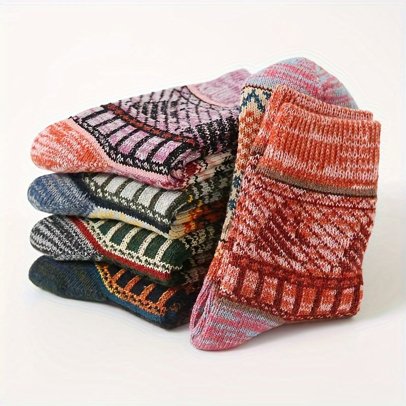 Geometric Pattern Mid Tube Socks Soft & Comfy Women's Stockings