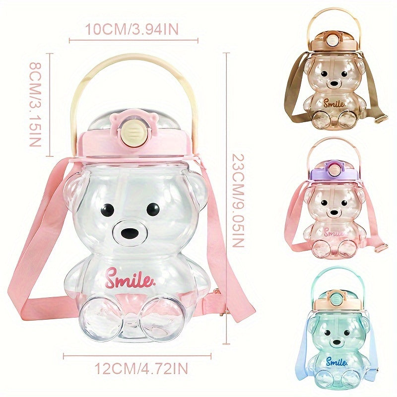 34oz Bear Handheld Water Cup For Kids With Straw