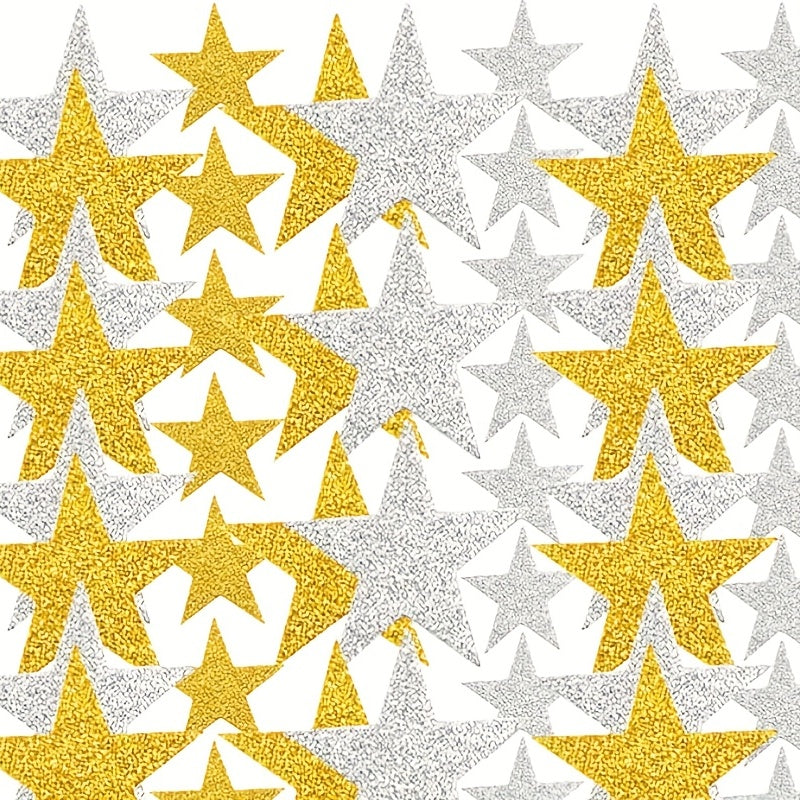 Golden & Silver Pentagram Foam Stickers for Crafts & Parties