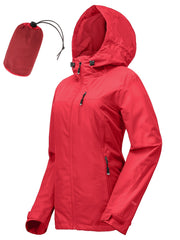 Women's Packable Rain Jacket Lightweight Waterproof Hood Ideal For Cycling