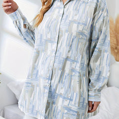  Graffiti Print Long Sleeve Blouse