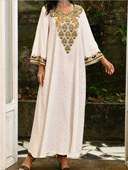  Paisley Print Boho Abaya Dress