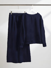  Women's Solid Top & Drawstring Pants 2 Piece Set