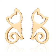 2pcs Men's Kitten Ear Studs Stainless Steel Ear Accessories