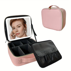 Travel Makeup Train Case With Lighted Mirror & Organizer