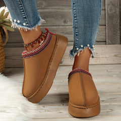 Women's Fur Lined Slip On Platform Shoes Winter Snow Boots