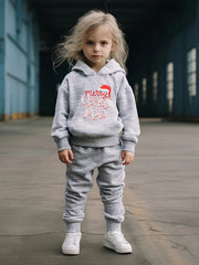 Girls 2pc Alphabets Hooded Sweatshirt & Sweatpants Set