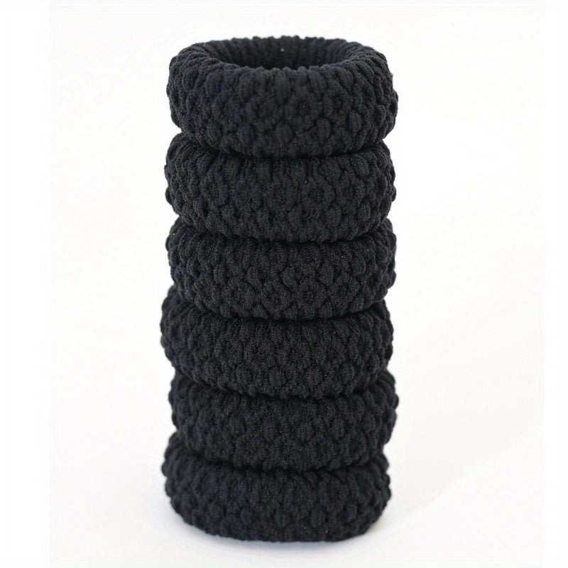 6pcs Thick Seamless Hair Ties Wide Elastic Ponytail Holder Scrunc