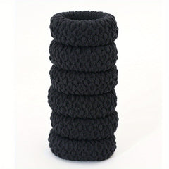 6pcs Thick Seamless Hair Ties Wide Elastic Ponytail Holder Scrunc