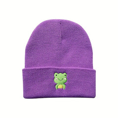 Men's Embroidered Knitted Frog Warm Hat