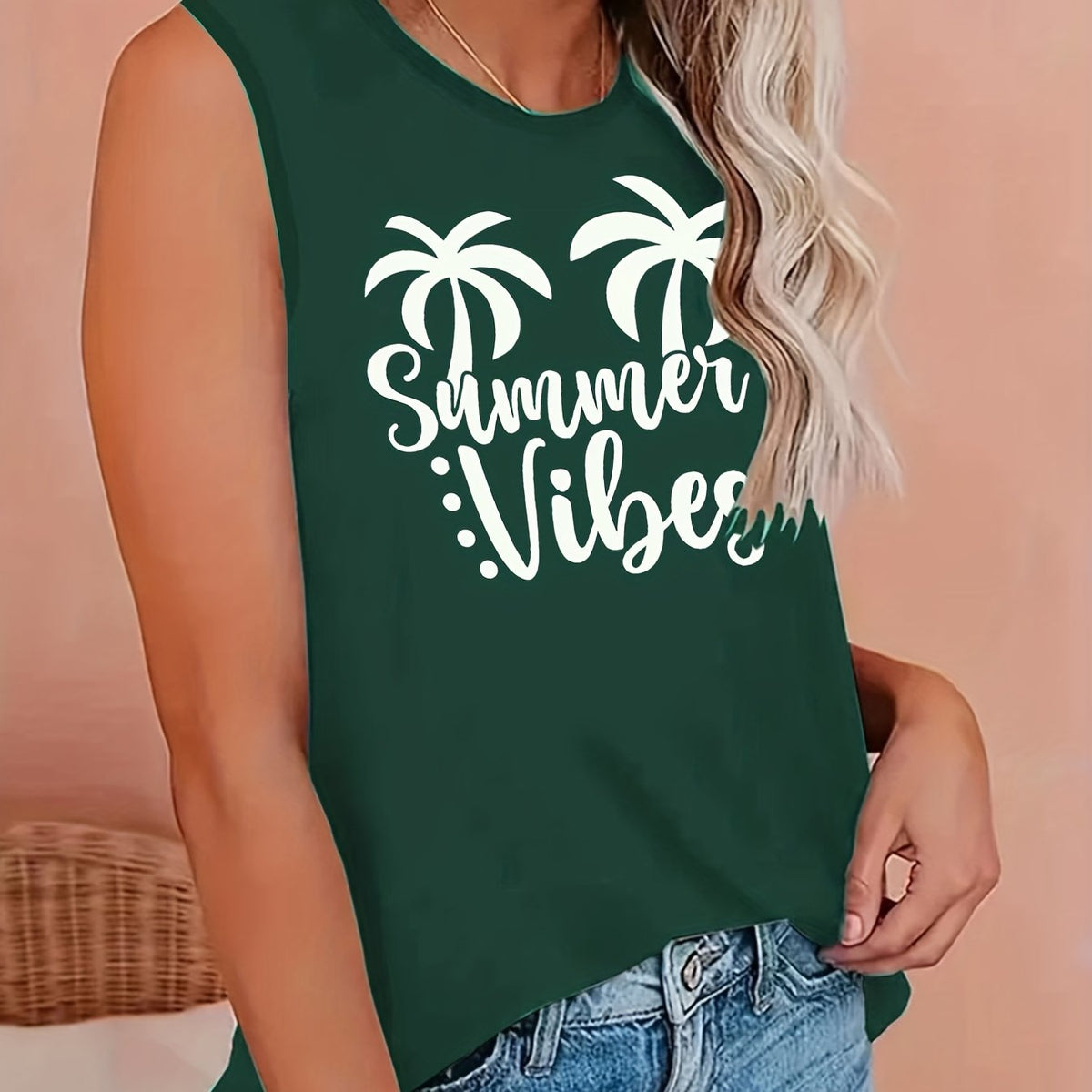Women's Plus Coconut Tree Print Tank Top