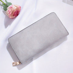Women's Vintage Long Clutch Purse Faux Leather Coin Purse Zipper Bag