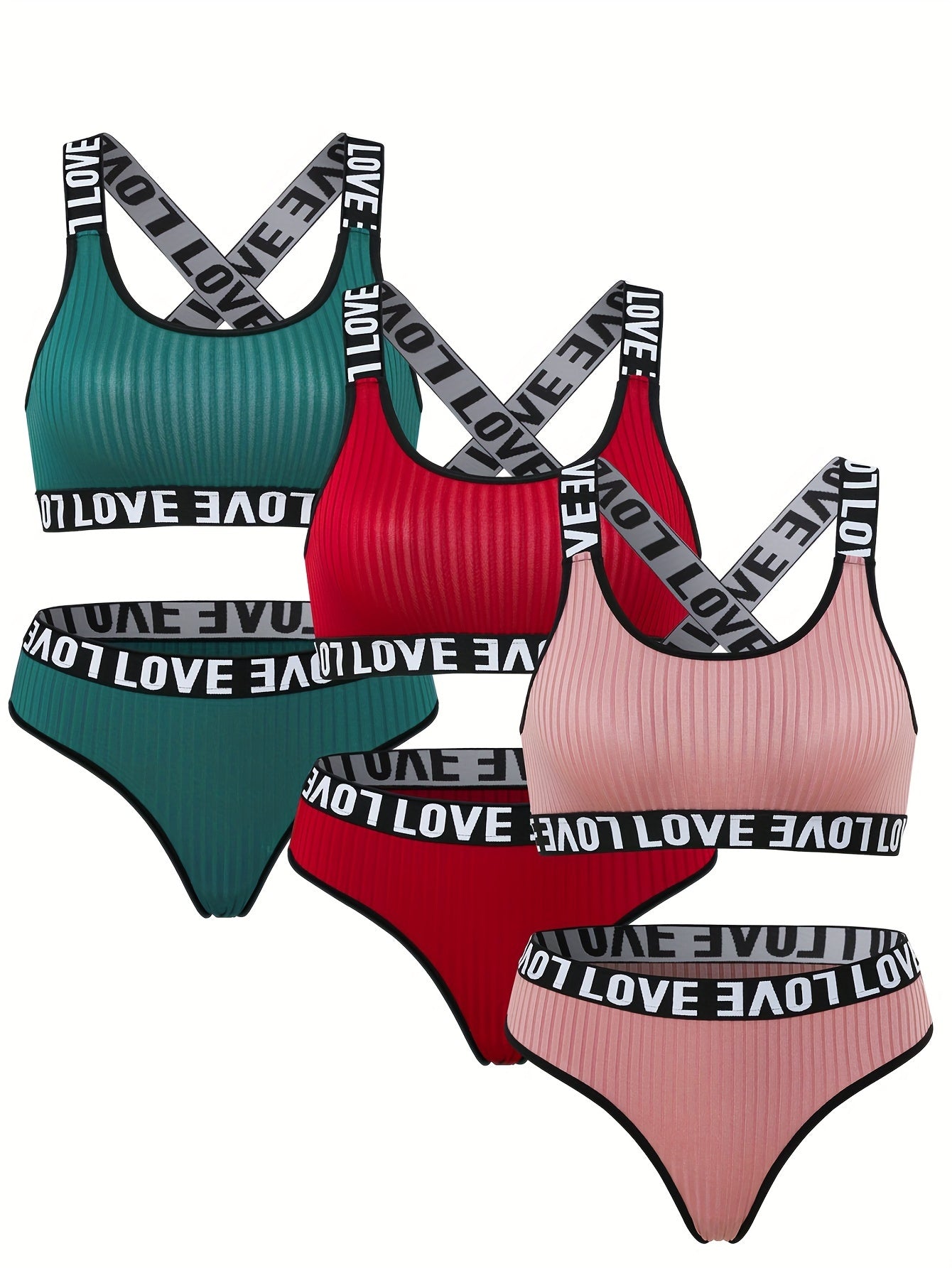 Letter Print Bra & Panties Lingerie Set