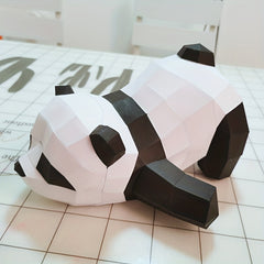 3D Paper Mold Panda Animal DIY Craft Decor Figurines Miniatures