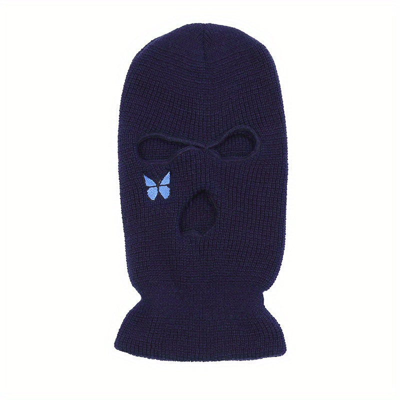 Butterfly Embroidery Y2K Balaclava Solid Ski Mask Hip Hop Knitted Mask